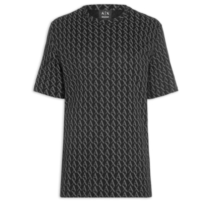 Camiseta Masculina AX Monograma - Preto