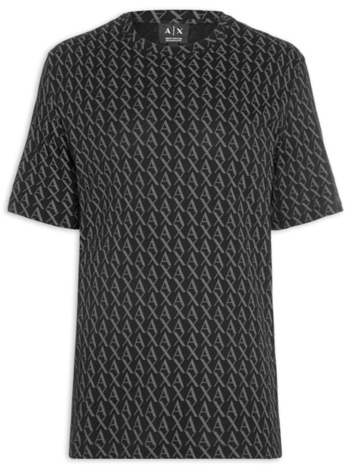 Camiseta Masculina AX Monograma - Preto