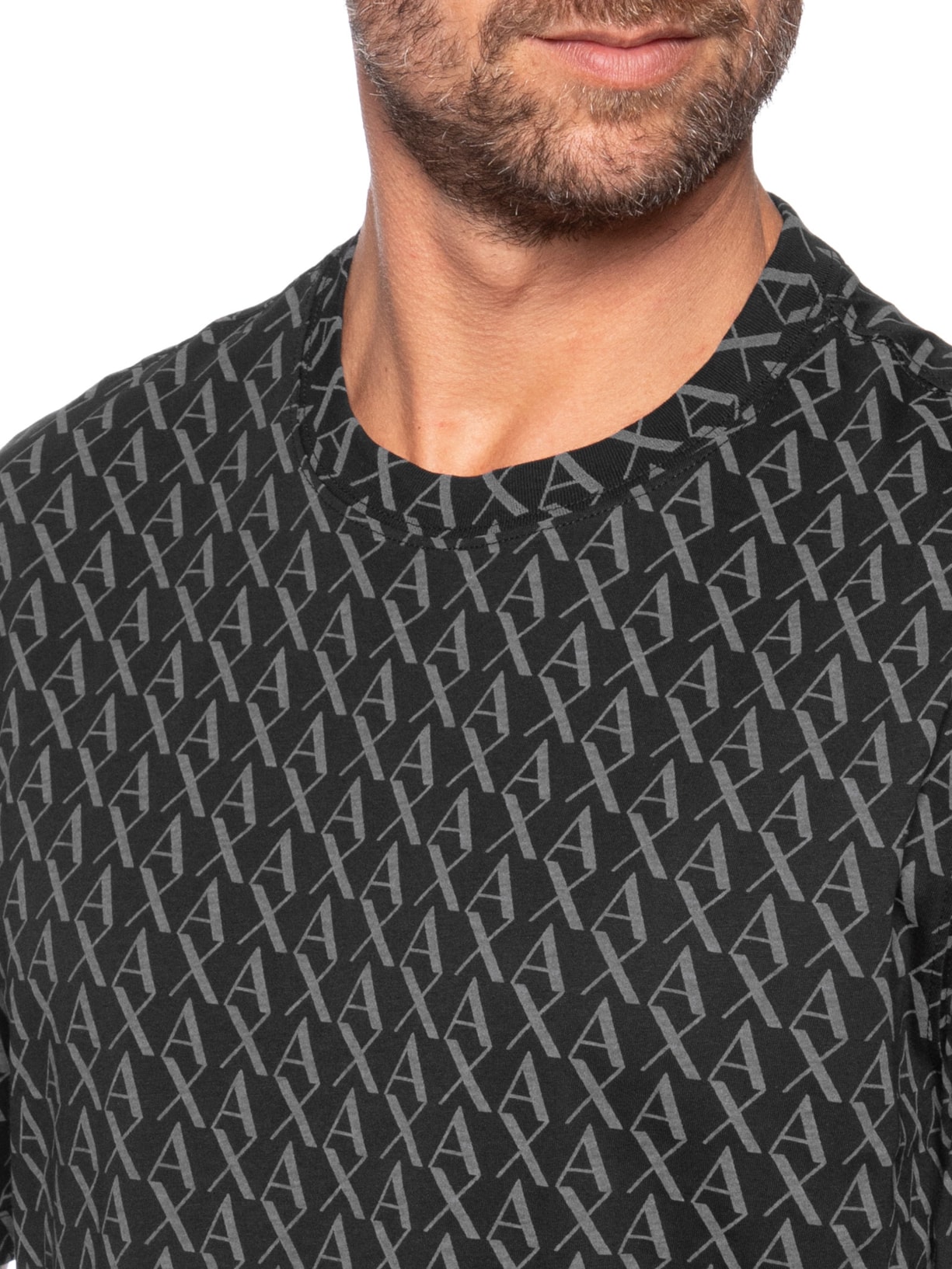 Camiseta Masculina AX Monograma Preto Armani Exchange
