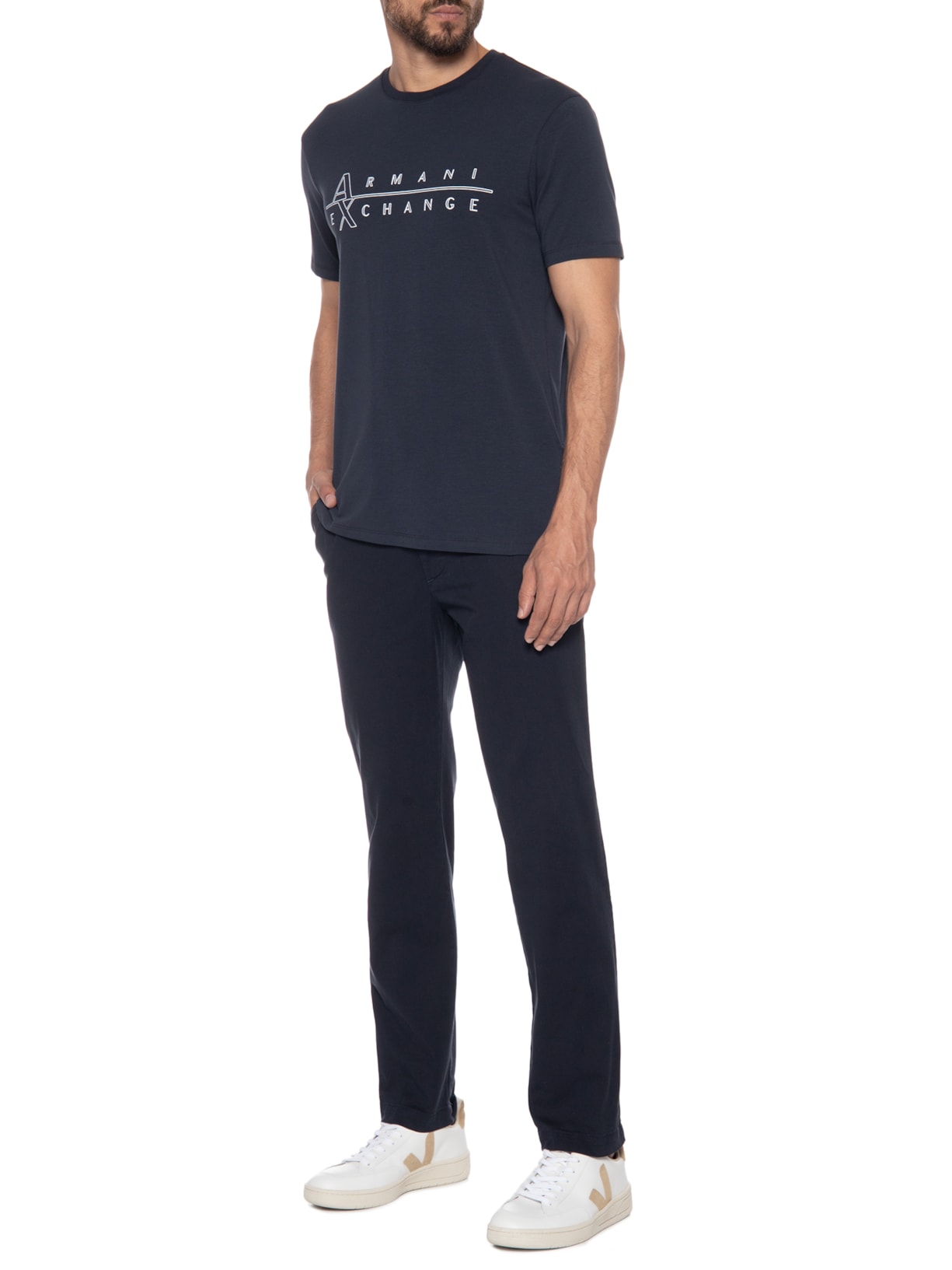 Camiseta Masculina Azul Armani Exchange