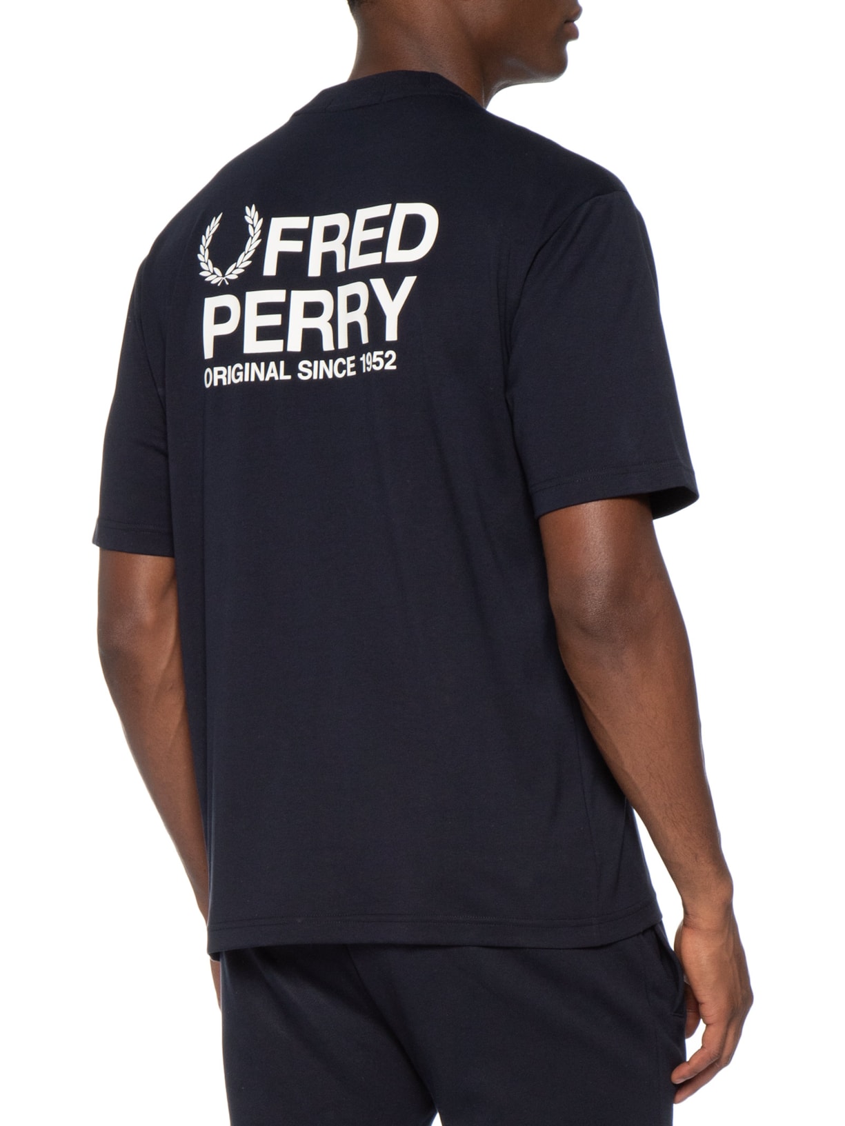 Camiseta Masculina Back Print Fred Perry Text Azul Fred Perry