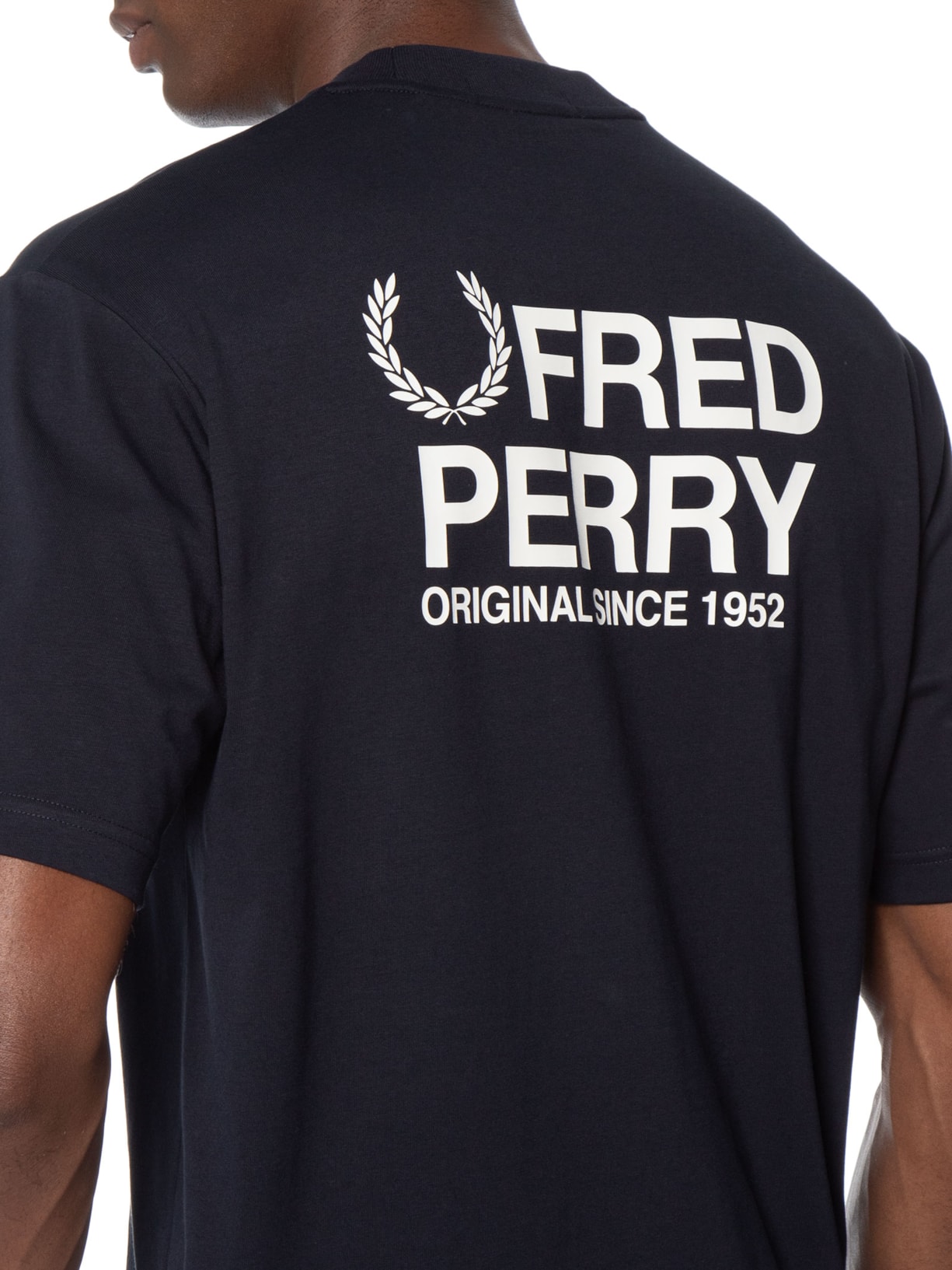Camiseta Masculina Back Print Fred Perry Text Azul Fred Perry