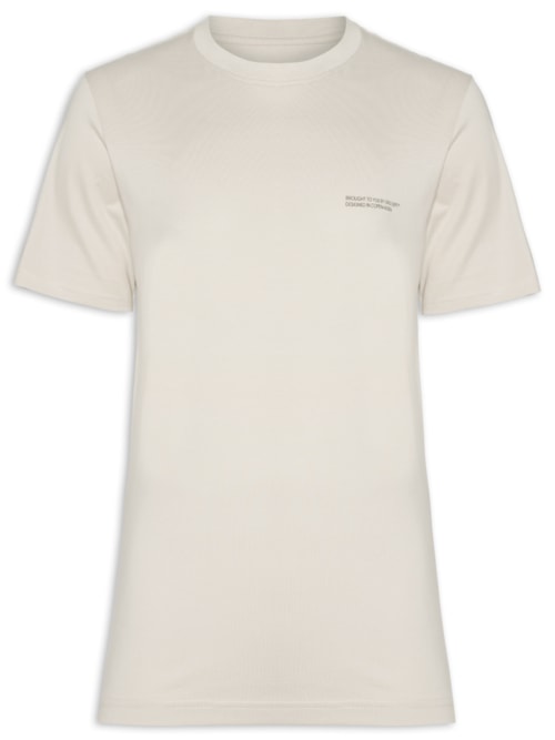 Camiseta Masculina Back Print Gola Careca Em Algodão - Bege