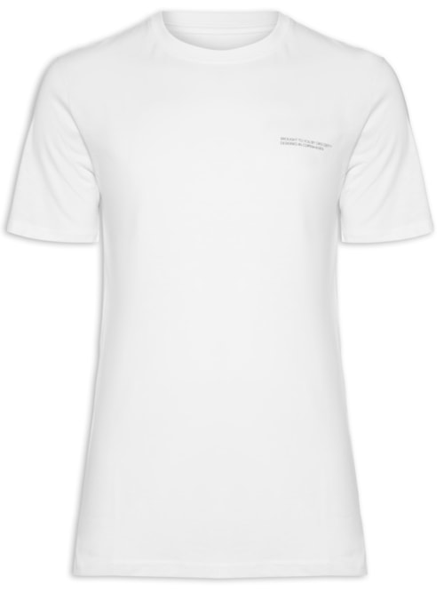 Camiseta Masculina Back Print Gola Careca Em Algodão - Branco
