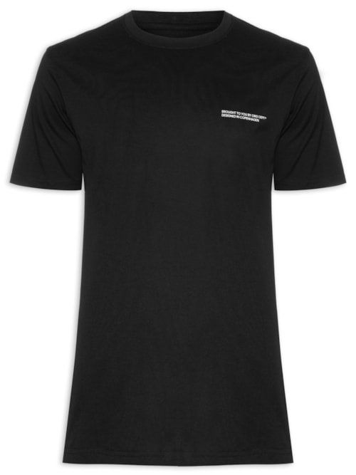 Camiseta Masculina Back Print Gola Careca Em Algodão - Preto