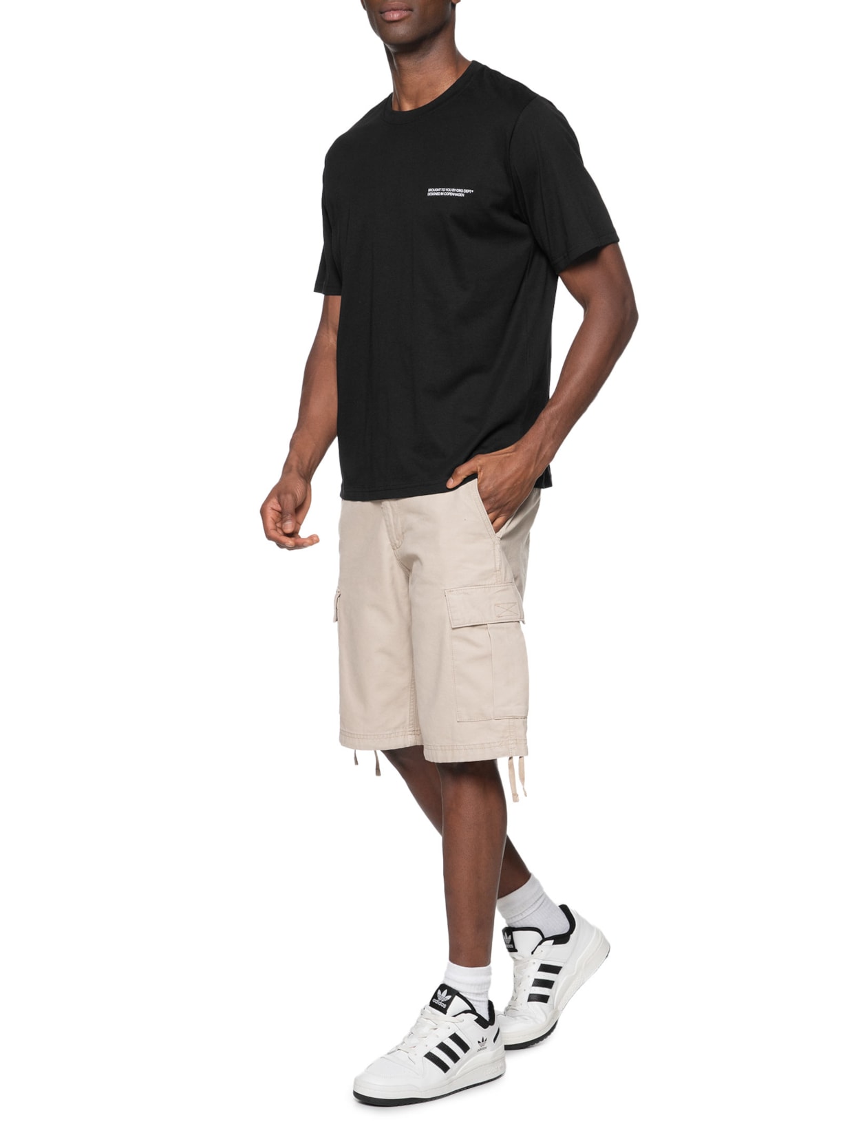 Camiseta Masculina Back Print Gola Careca Em Algodão Preto  Jack & Jones