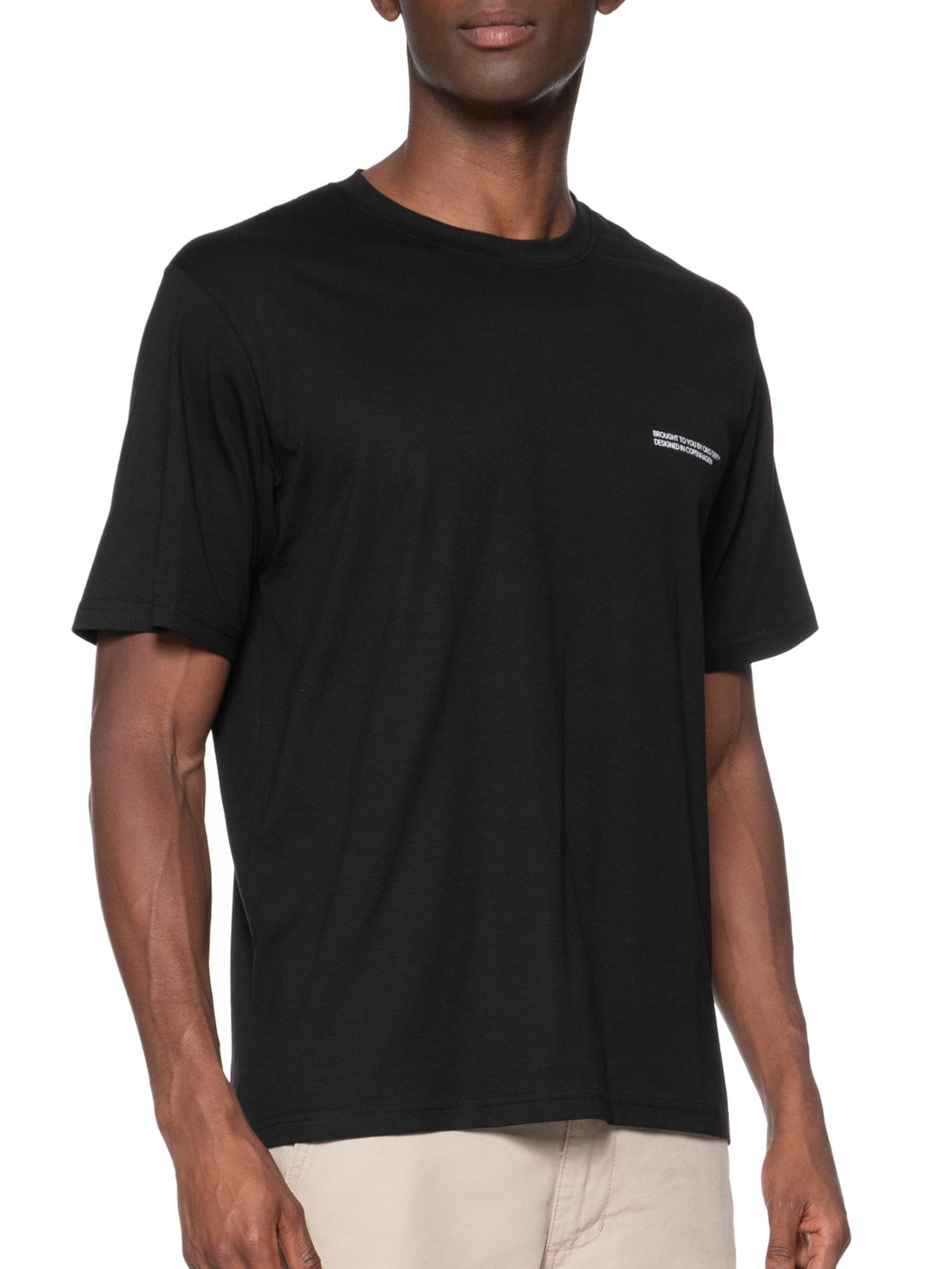 Camiseta Masculina Back Print Gola Careca Em Algodão Preto  Jack & Jones