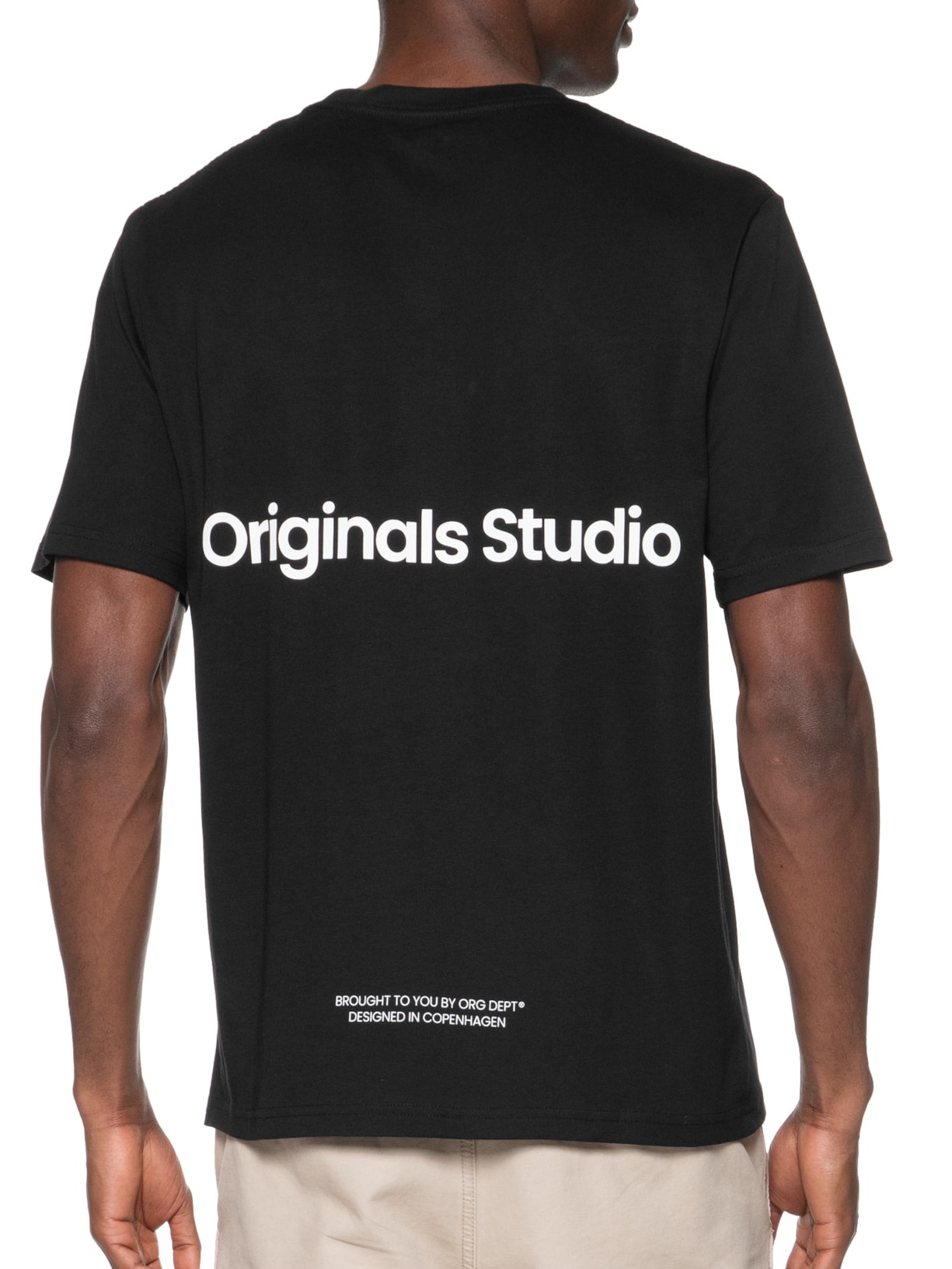 Camiseta Masculina Back Print Gola Careca Em Algodão Preto  Jack & Jones