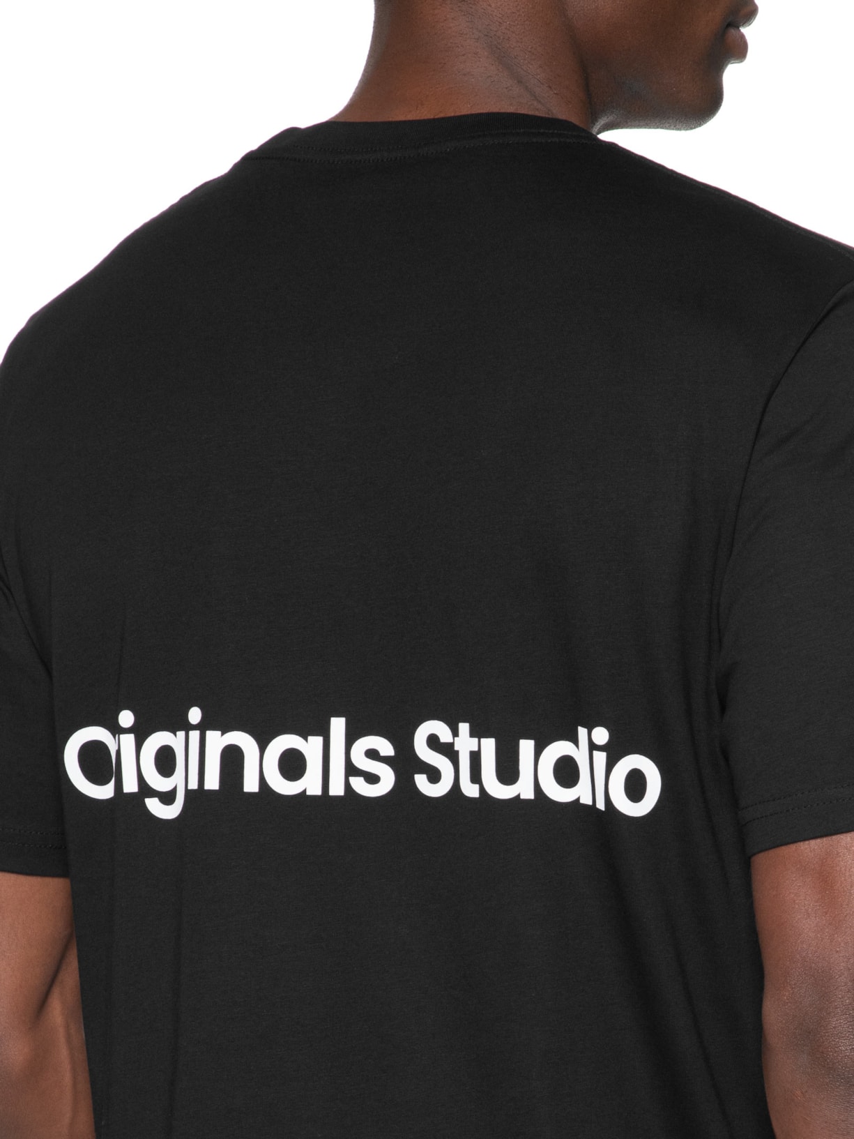 Camiseta Masculina Back Print Gola Careca Em Algodão Preto  Jack & Jones