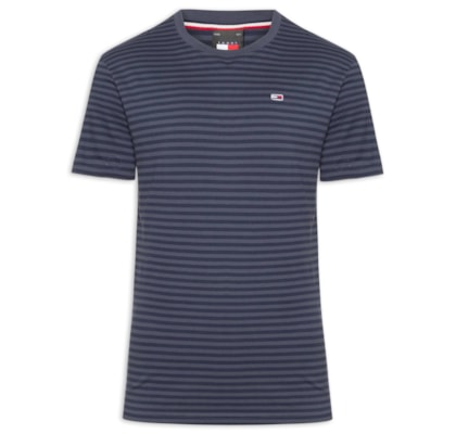 Camiseta Masculina Bandeira Bordada Regular Fit Listrada Em Algodão - Azul