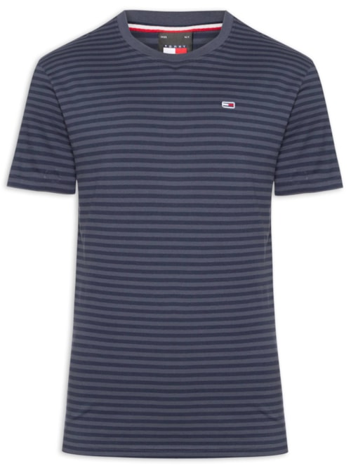 Camiseta Masculina Bandeira Bordada Regular Fit Listrada Em Algodão - Azul