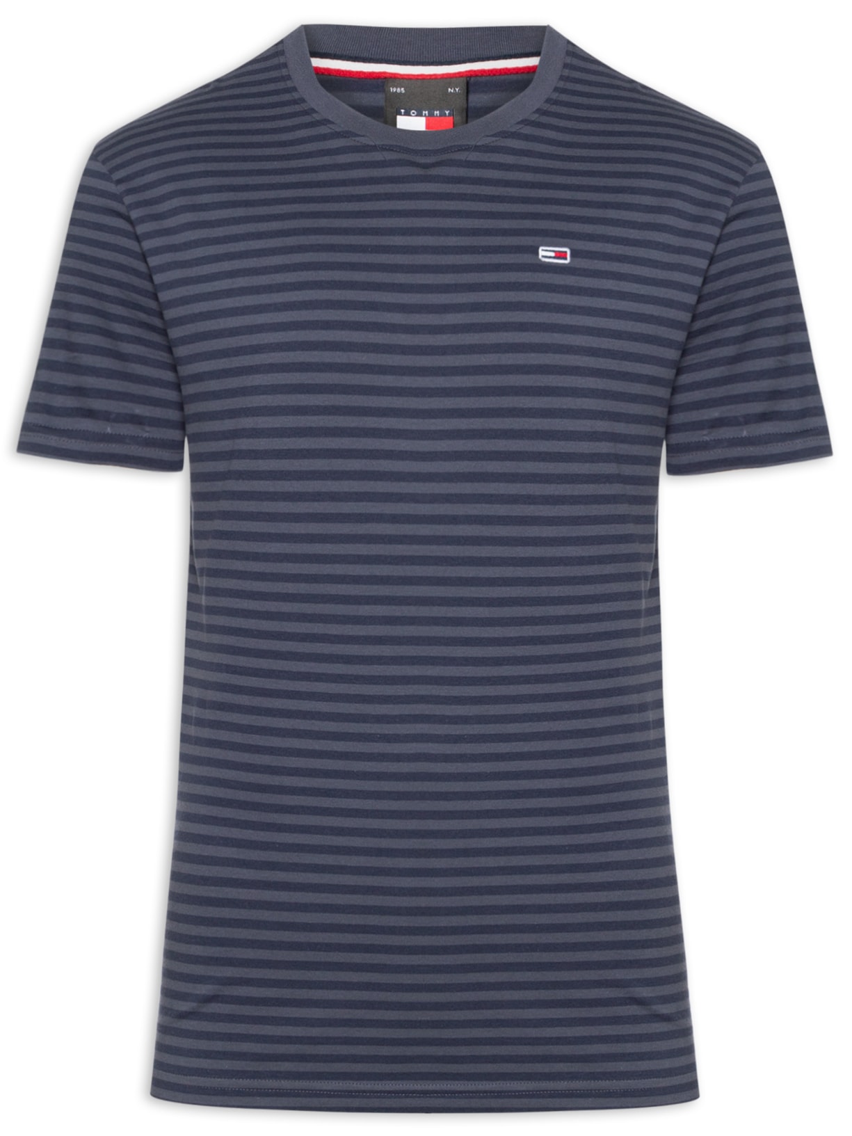 Camiseta Masculina Bandeira Bordada Regular Fit Listrada Em Algodão - Azul