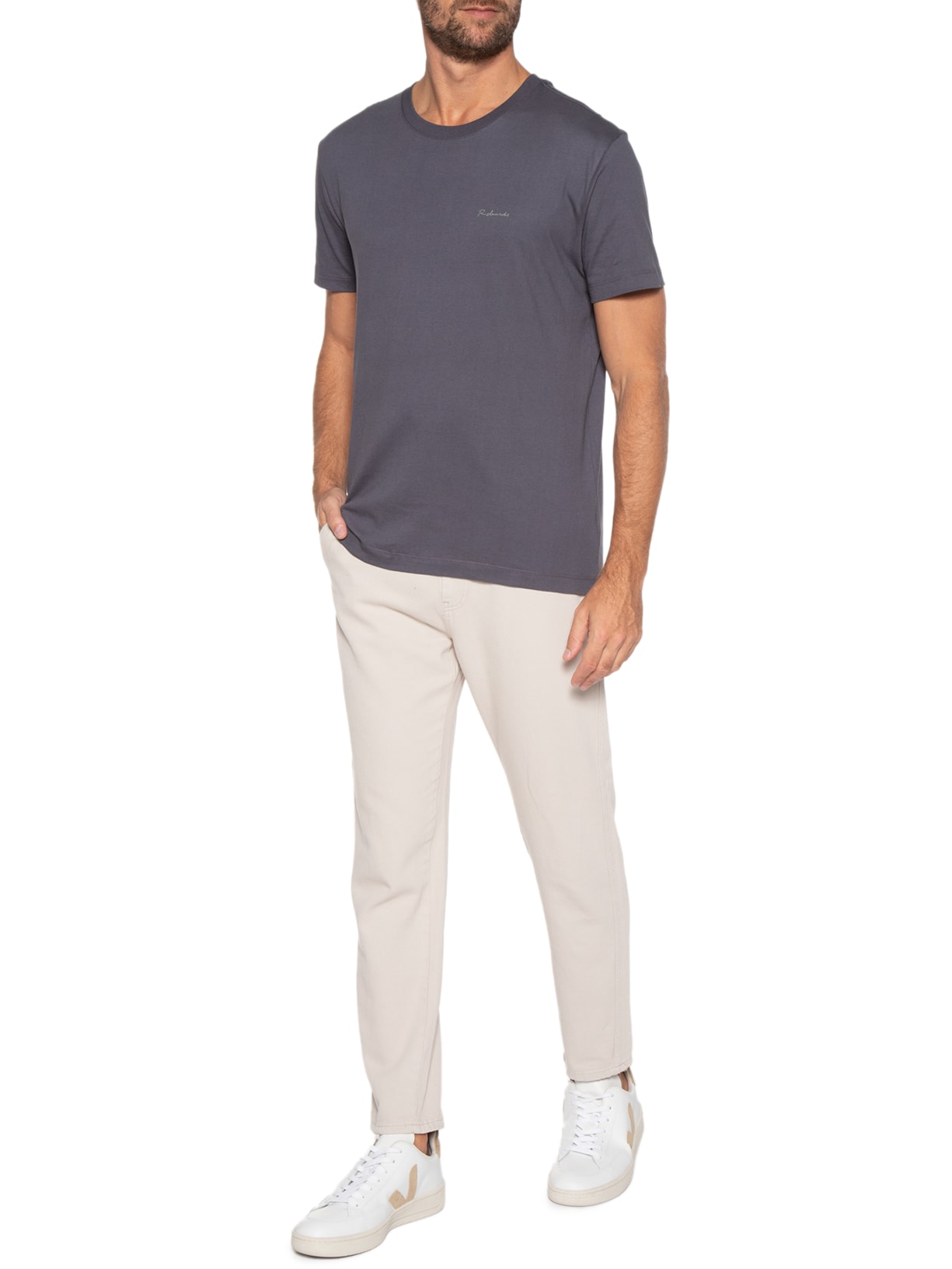 Camiseta Masculina Basic Fabric Dye Cinza Richards