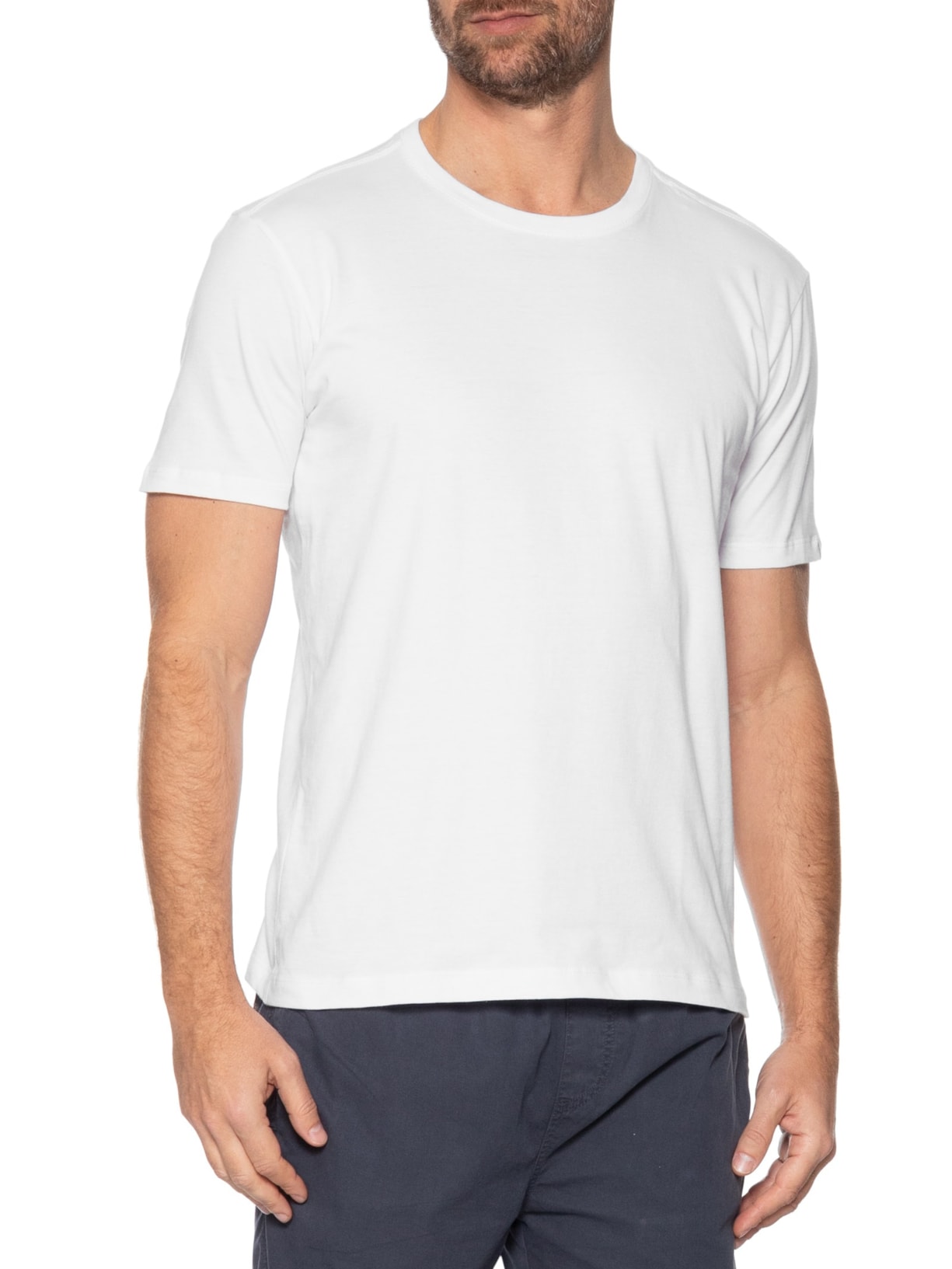 Camiseta Masculina Básica Algodão Branco Pineapple
