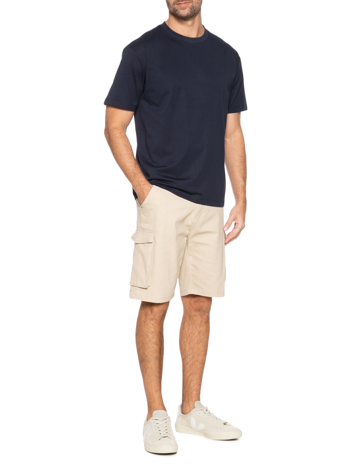 Camiseta Masculina Básica Algodão Premium Azul Basiq Men