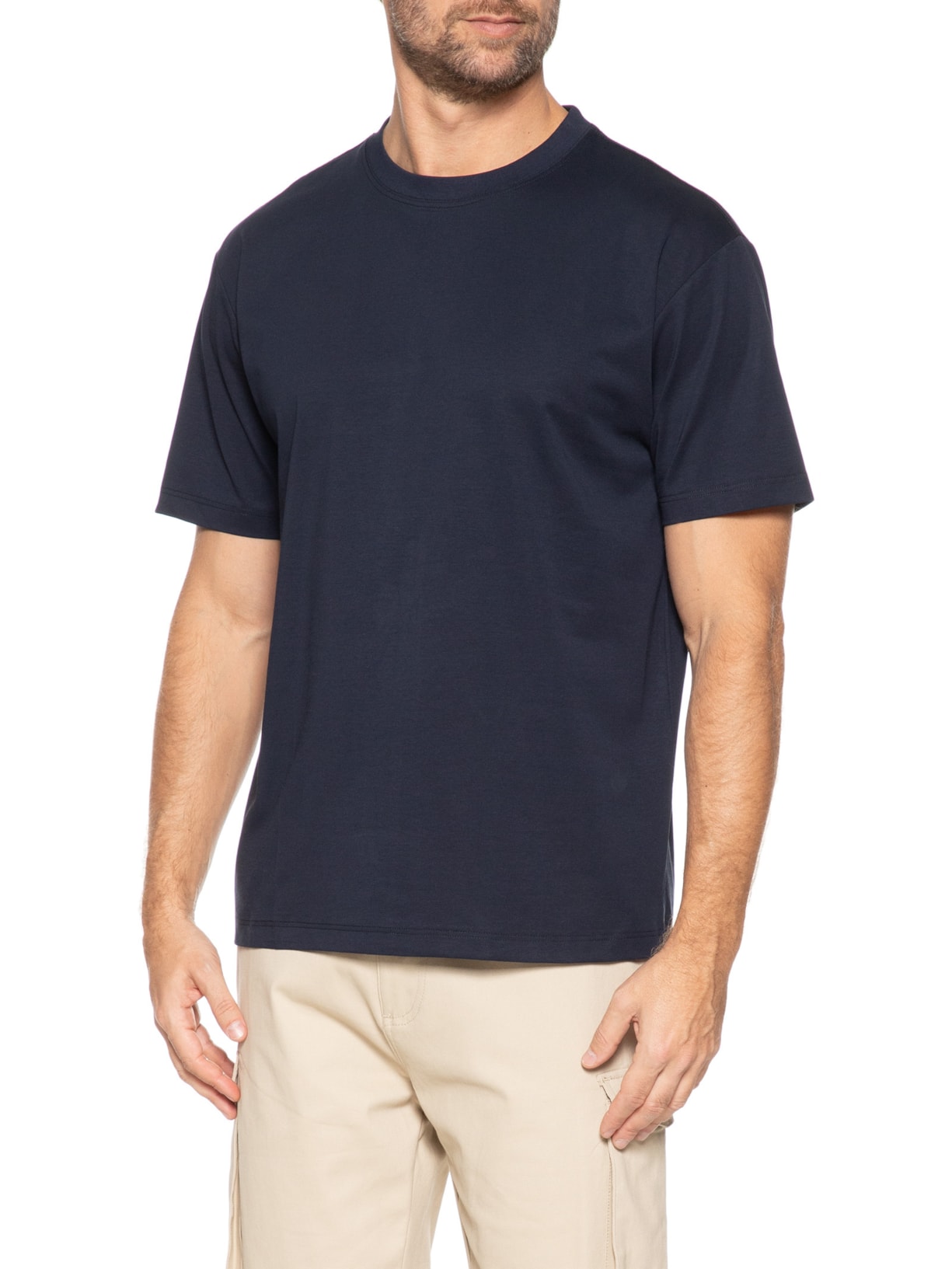 Camiseta Masculina Básica Algodão Premium Azul Basiq Men