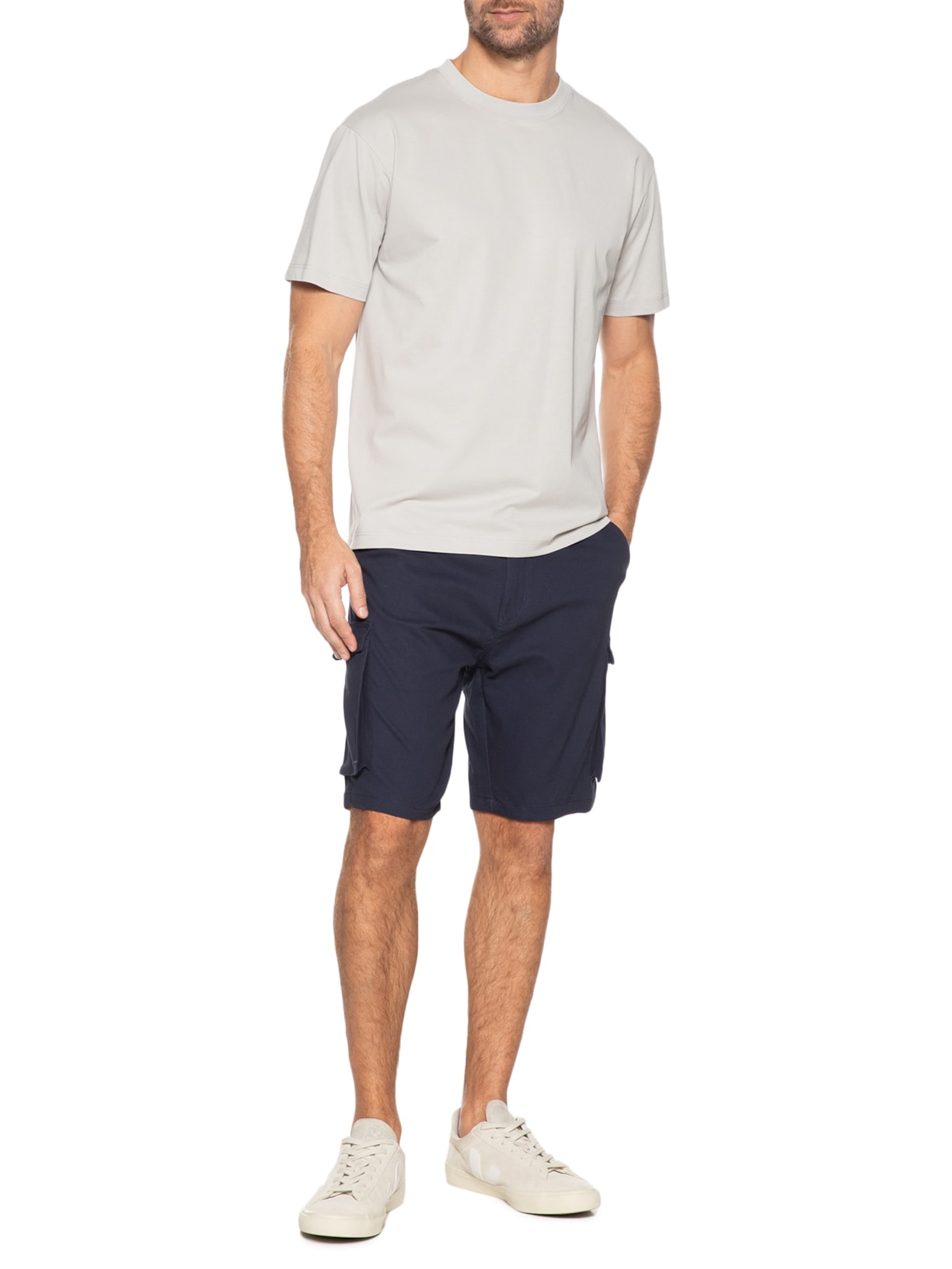 Camiseta Masculina Básica Algodão Premium Cinza Basiq Men