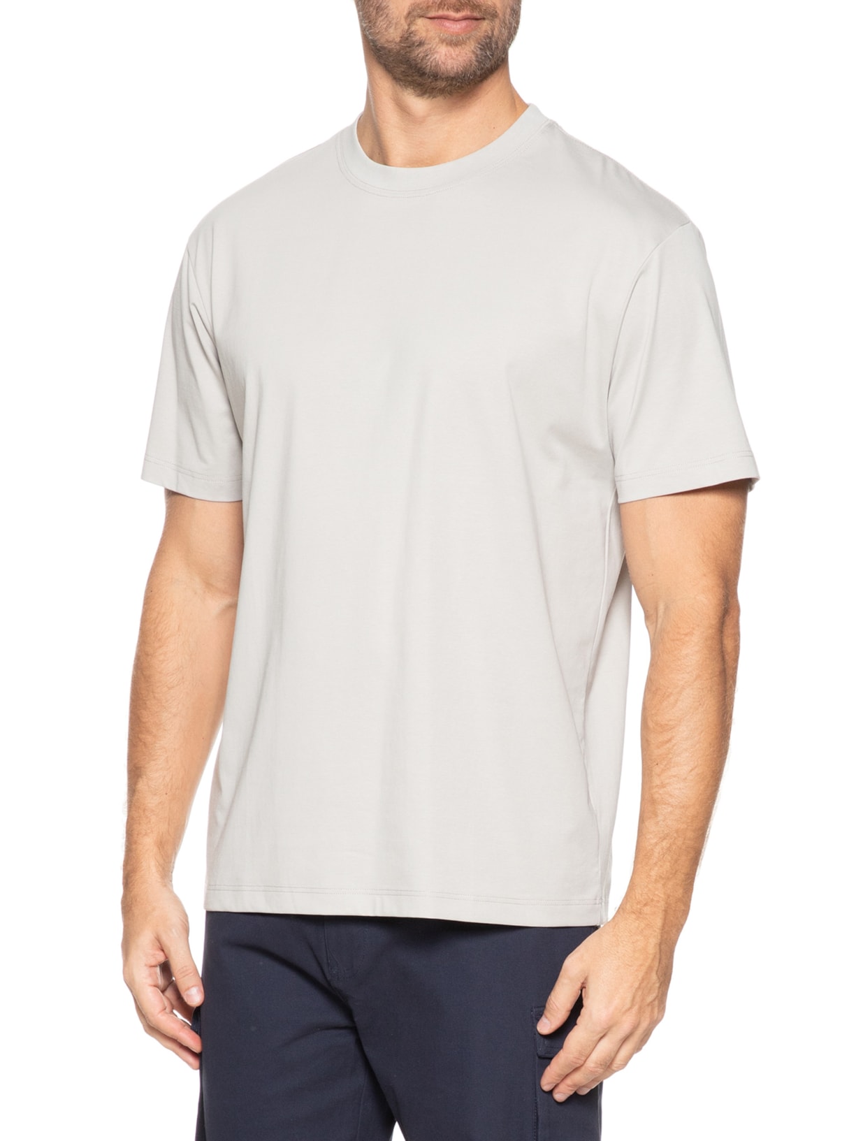 Camiseta Masculina Básica Algodão Premium Cinza Basiq Men