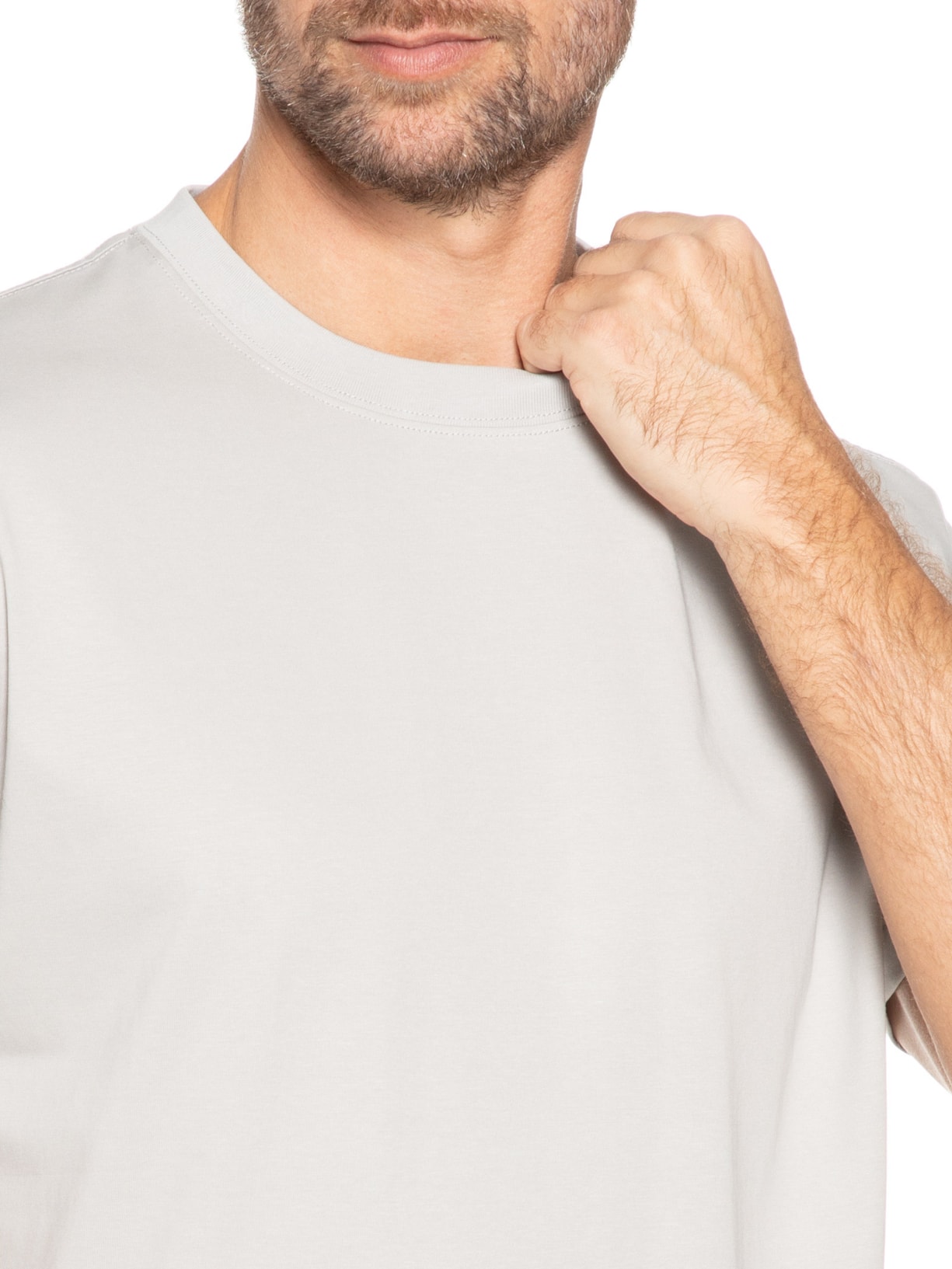 Camiseta Masculina Básica Algodão Premium Cinza Basiq Men