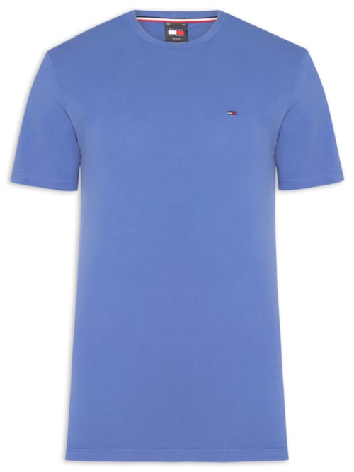 Camiseta Masculina Básica Bandeira Alongada Regular Fit Em Algodão – Azul