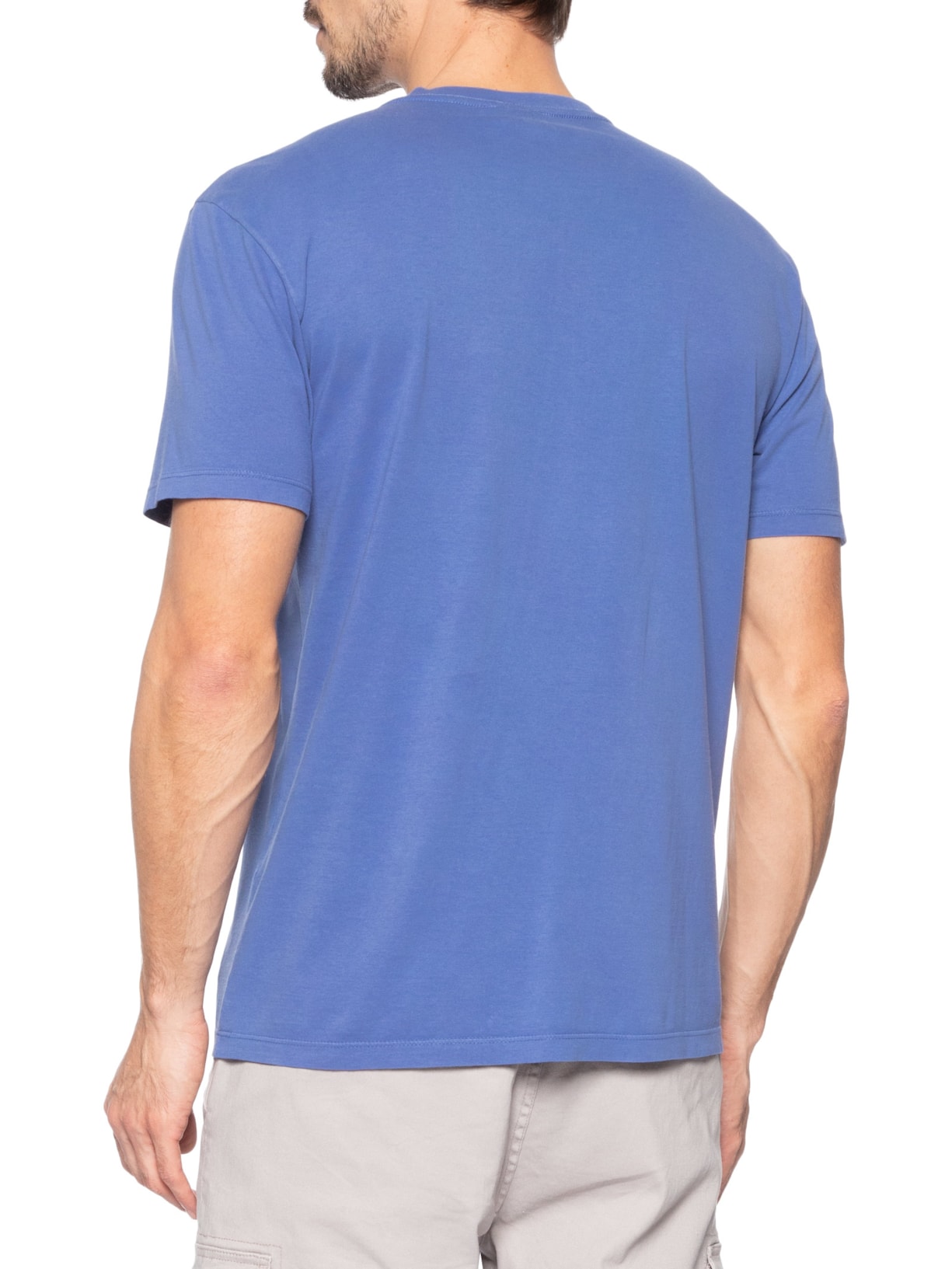 Camiseta Masculina Básica Bandeira Alongada Regular Fit Em Algodão Azul Tommy Jeans