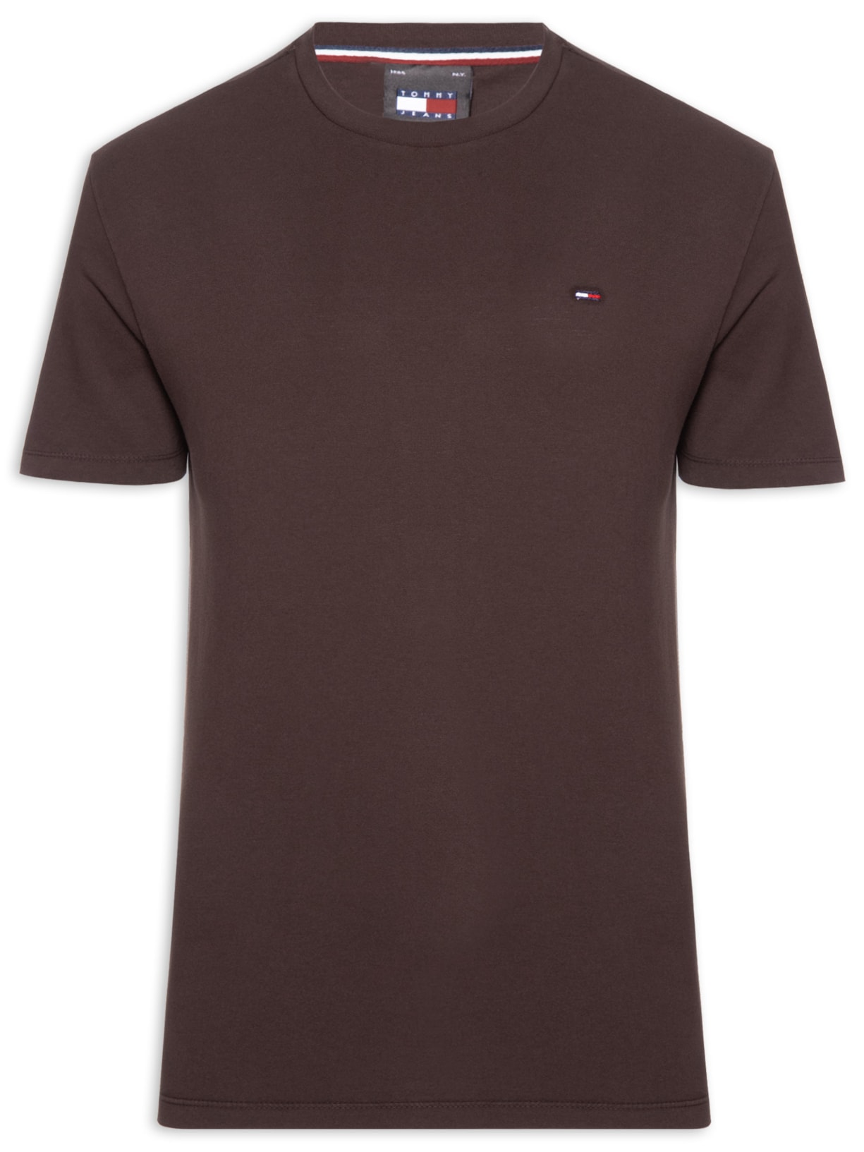 Camiseta Masculina Básica Bandeira Alongada Regular Fit Em Algodão - Marrom