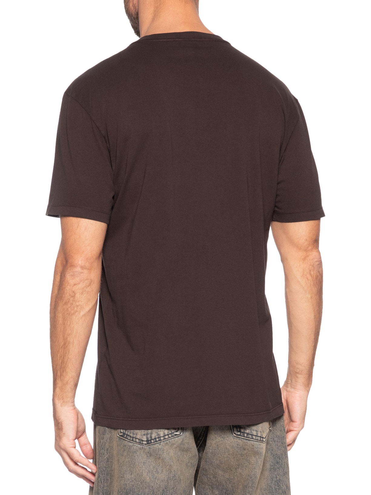 Camiseta Masculina Básica Bandeira Alongada Regular Fit Em Algodão Marrom Tommy Jeans