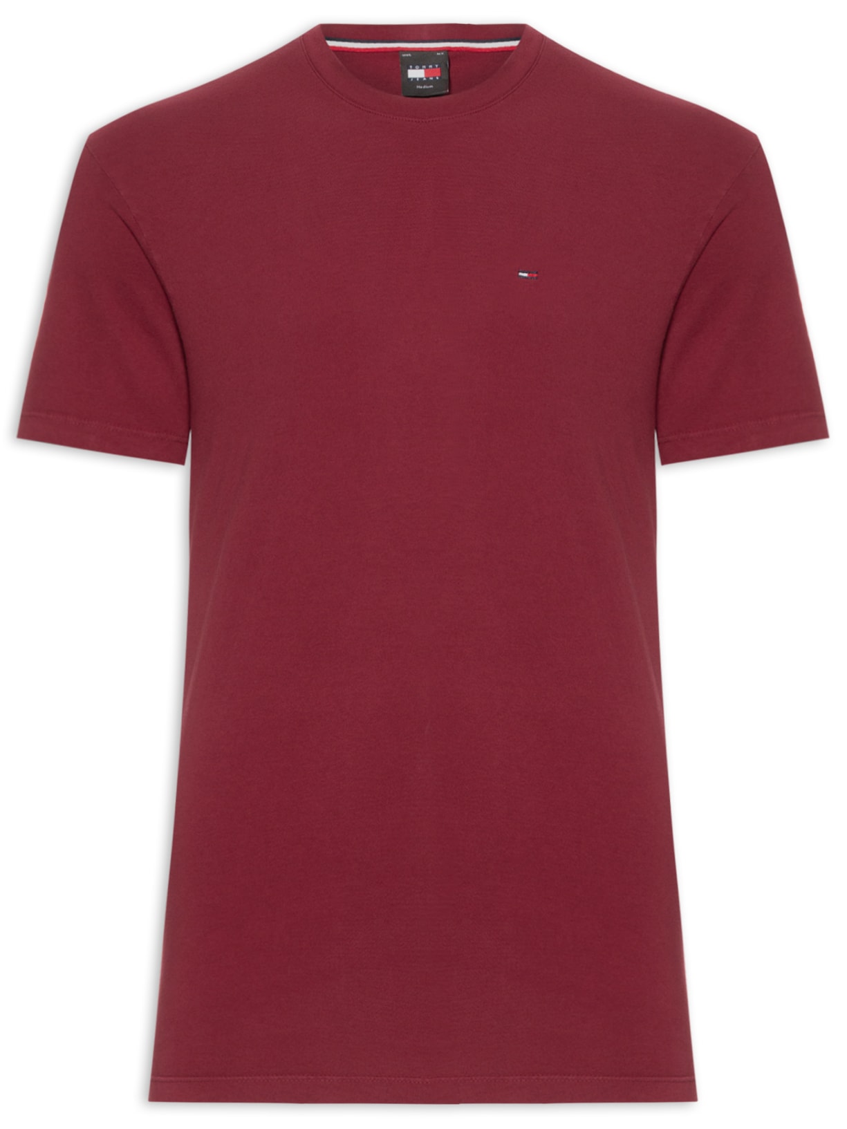 Camiseta Masculina Básica Bandeira Alongada Regular Fit Em Algodão - Vermelho