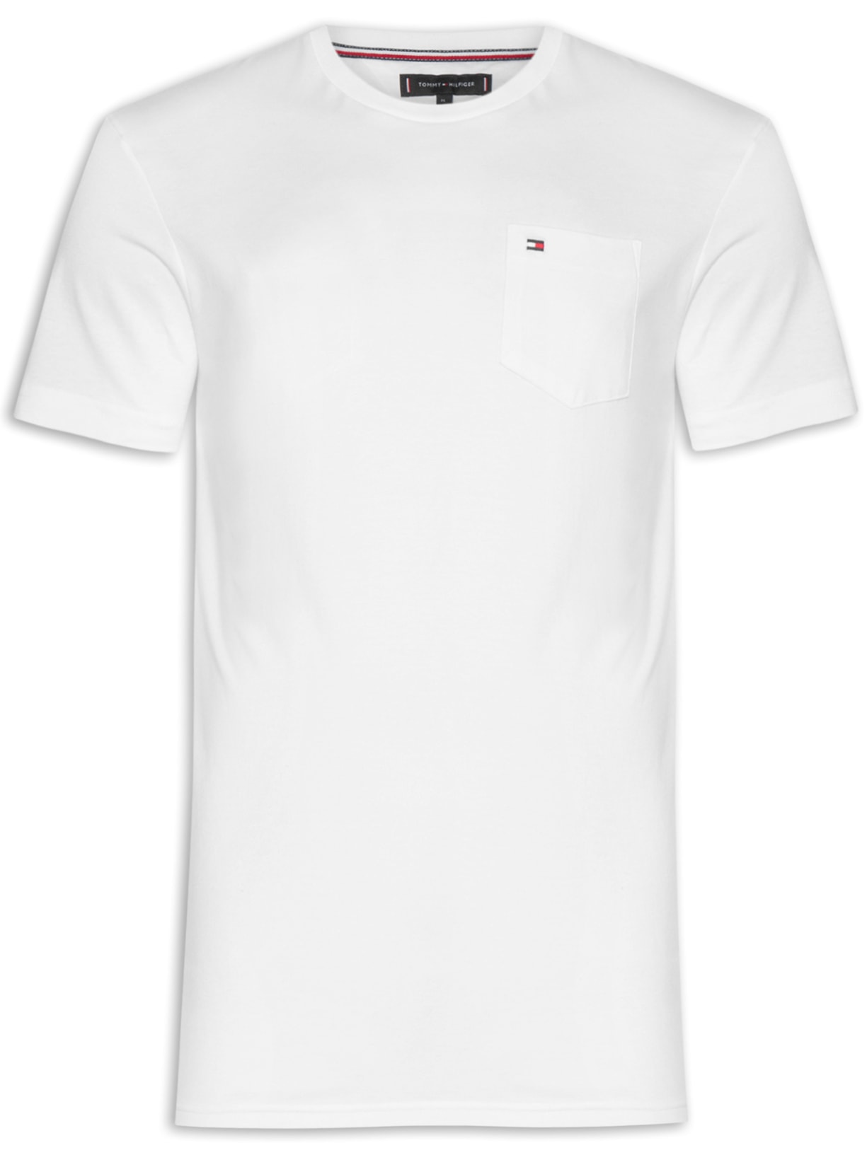 Camiseta Masculina Básica Com Bolso Regular Fit Em Algodão - Branco
