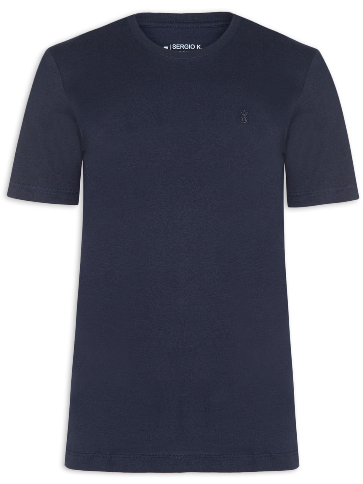 Camiseta Masculina Básica De Algodão Gola Careca Azul Sergio K