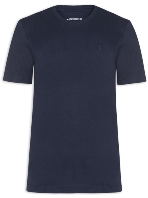 Camiseta Masculina Básica De Algodão Gola Careca - Azul