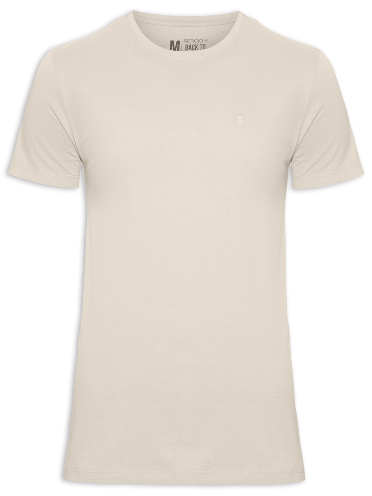 Camiseta Masculina Básica De Algodão Gola Careca - Bege