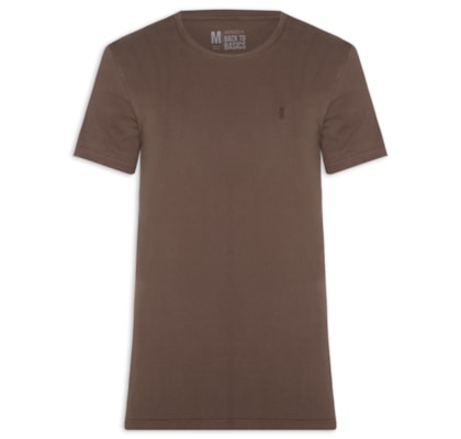 Camiseta Masculina Básica De Algodão Gola Careca - Marrom