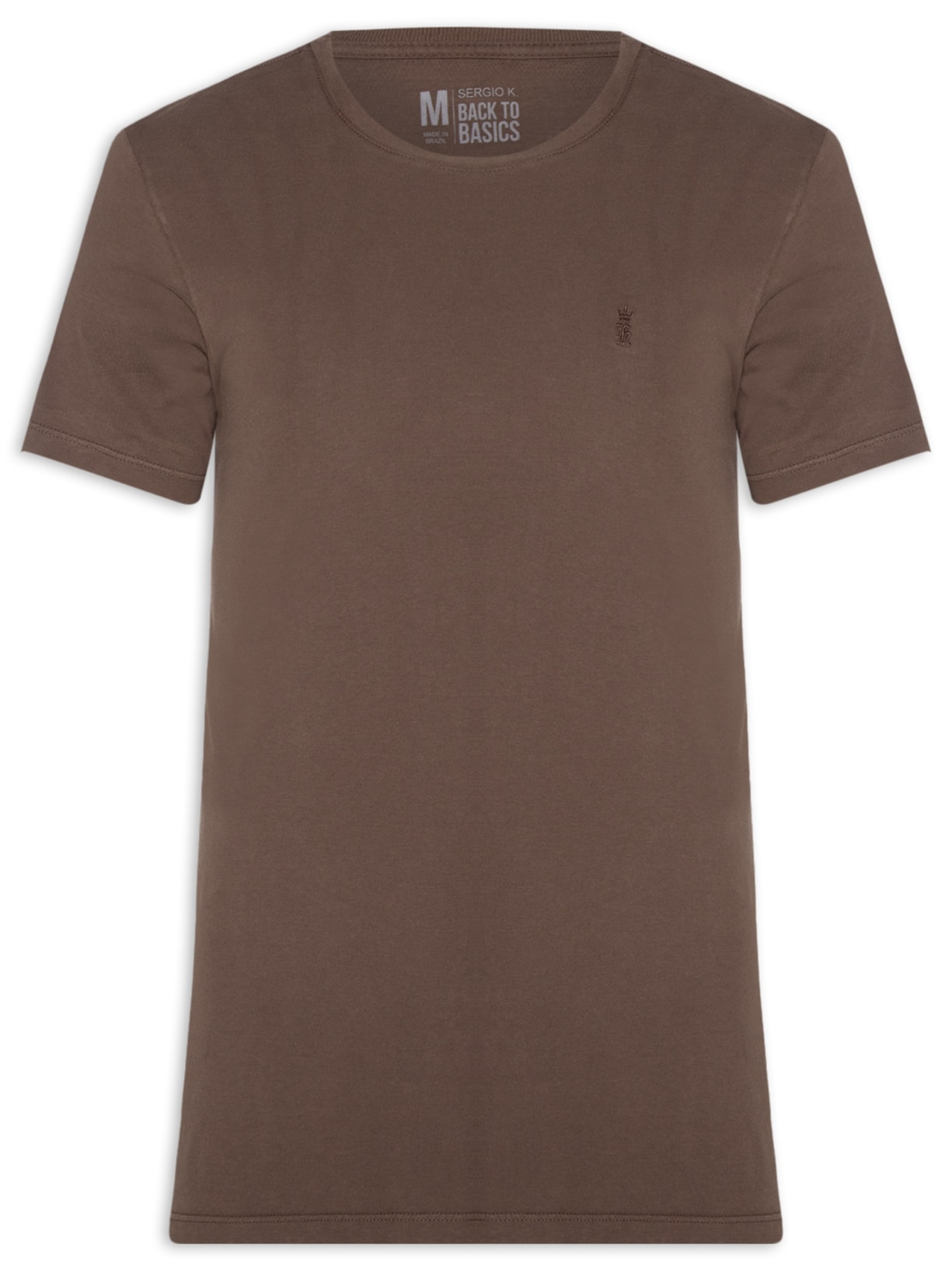 Camiseta Masculina Básica De Algodão Gola Careca - Marrom