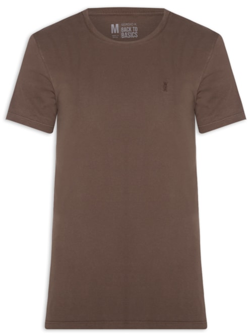 Camiseta Masculina Básica De Algodão Gola Careca - Marrom