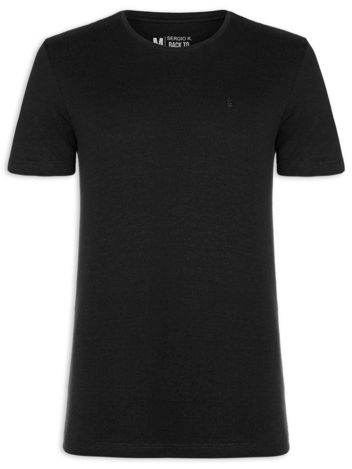 Camiseta Masculina Básica De Algodão Gola Careca - Preto