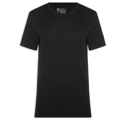 Camiseta Masculina Básica De Algodão Gola Careca - Preto