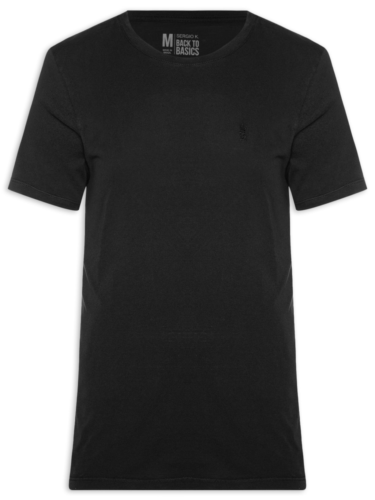 Camiseta Masculina Básica De Algodão Gola Careca - Preto