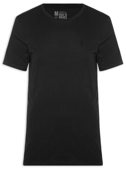 Camiseta Masculina Básica De Algodão Gola Careca - Preto