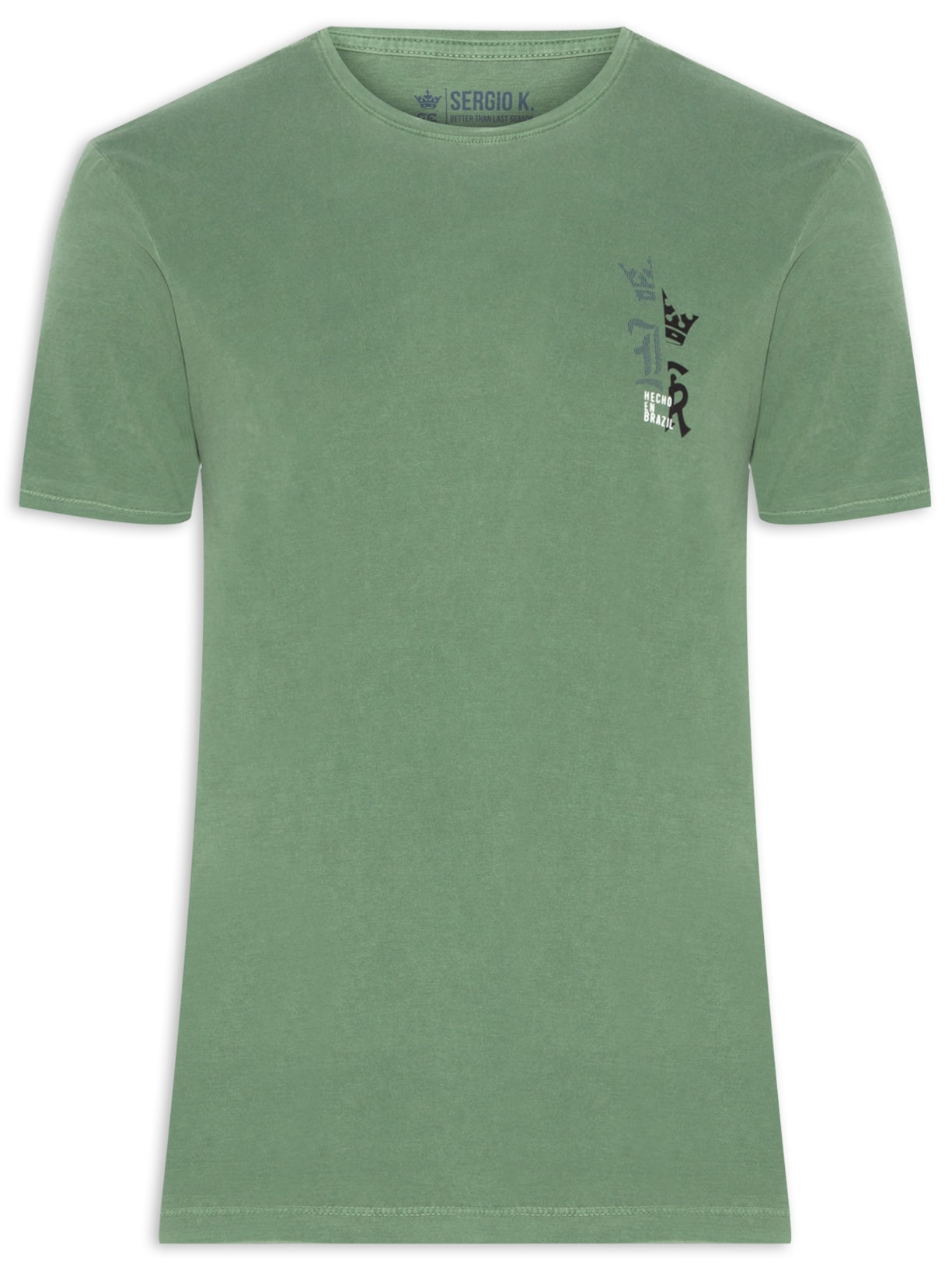 Camiseta Masculina Básica De Algodão Gola Careca - Verde