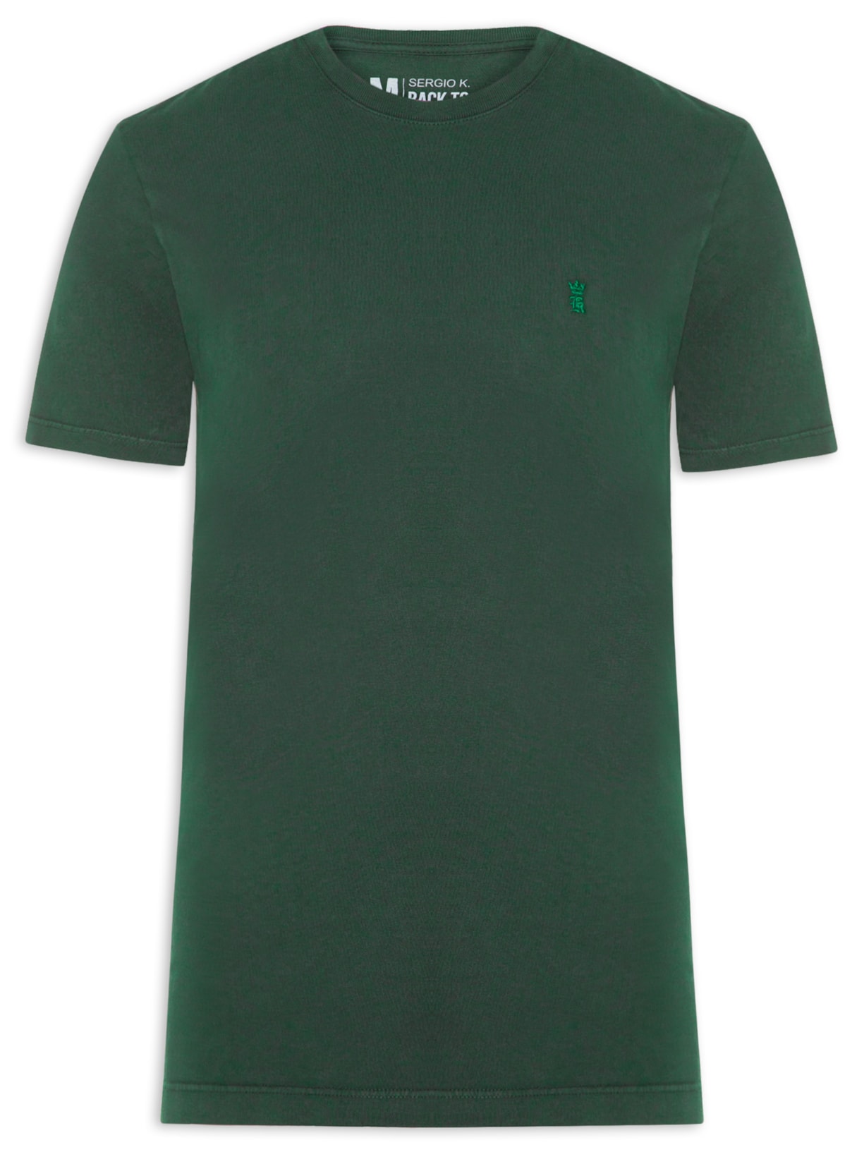 Camiseta Masculina Básica De Algodão Gola Careca Verde Sergio K