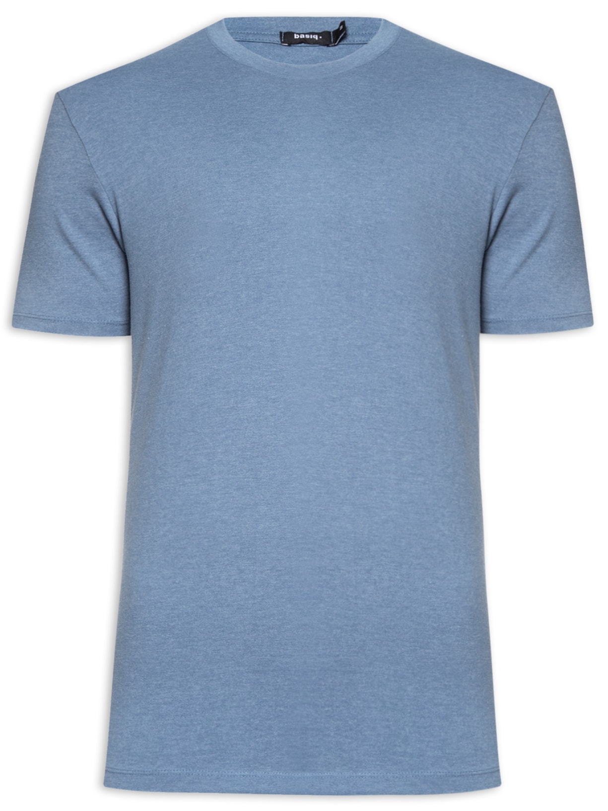 Camiseta Masculina Básica Elastano Gola Redonda - Azul