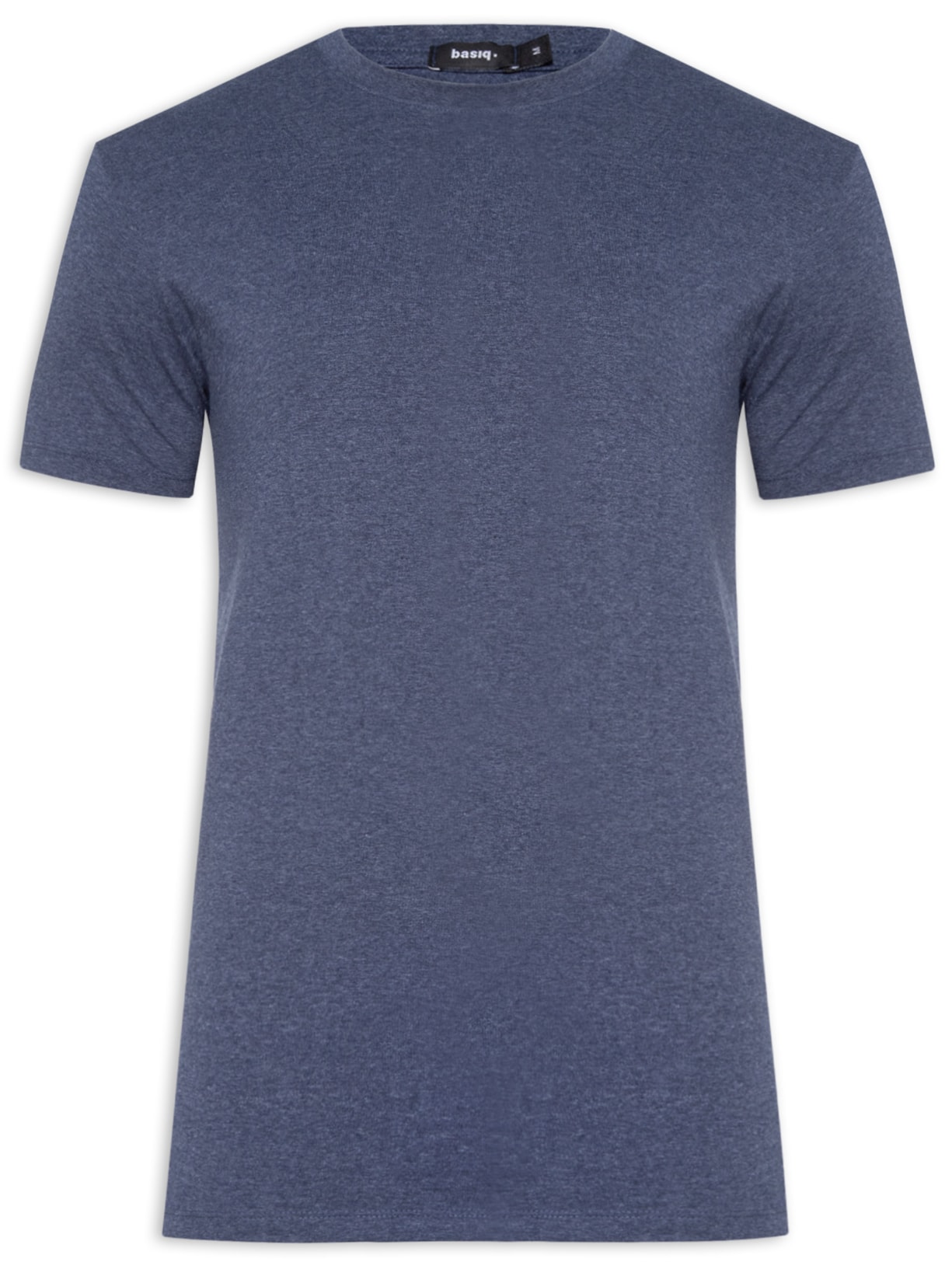 Camiseta Masculina Básica Elastano Gola Redonda - Azul