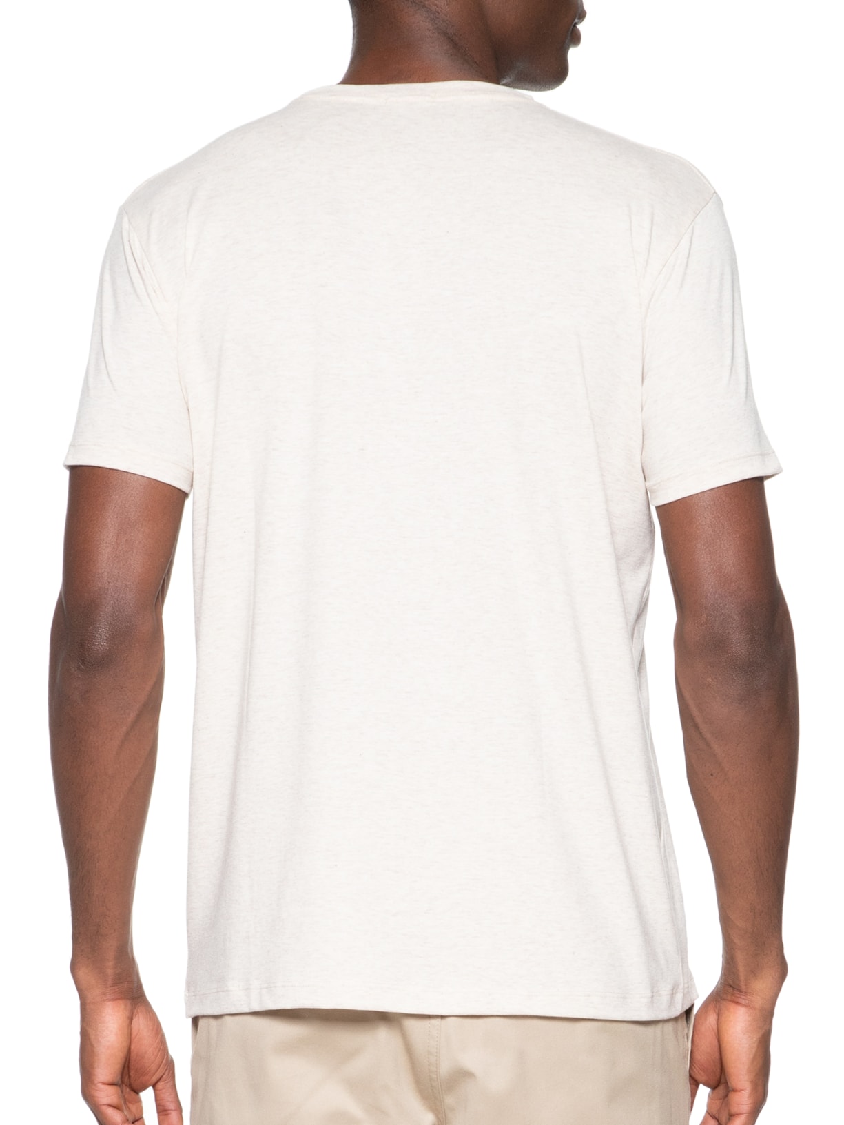 Camiseta Masculina Básica Elastano Gola Redonda Bege Basiq Men