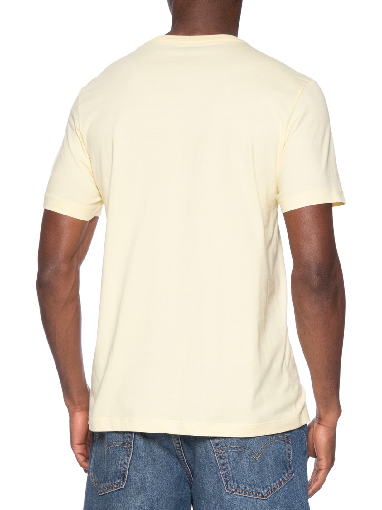 Camiseta Masculina Básica em Algodão Amarelo Manteiga Aramis