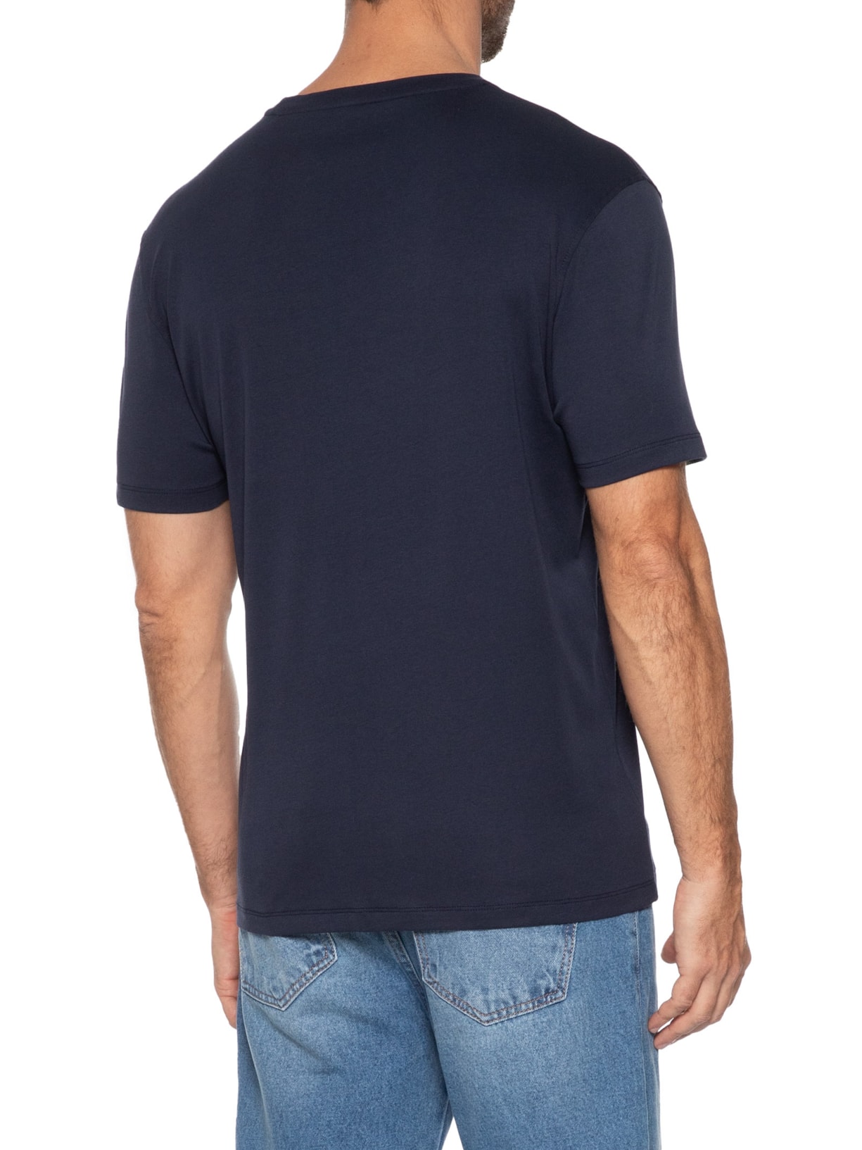 Camiseta Masculina Básica Em Algodão Azul Aramis