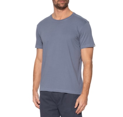 Camiseta Masculina Básica em Algodão - Azul