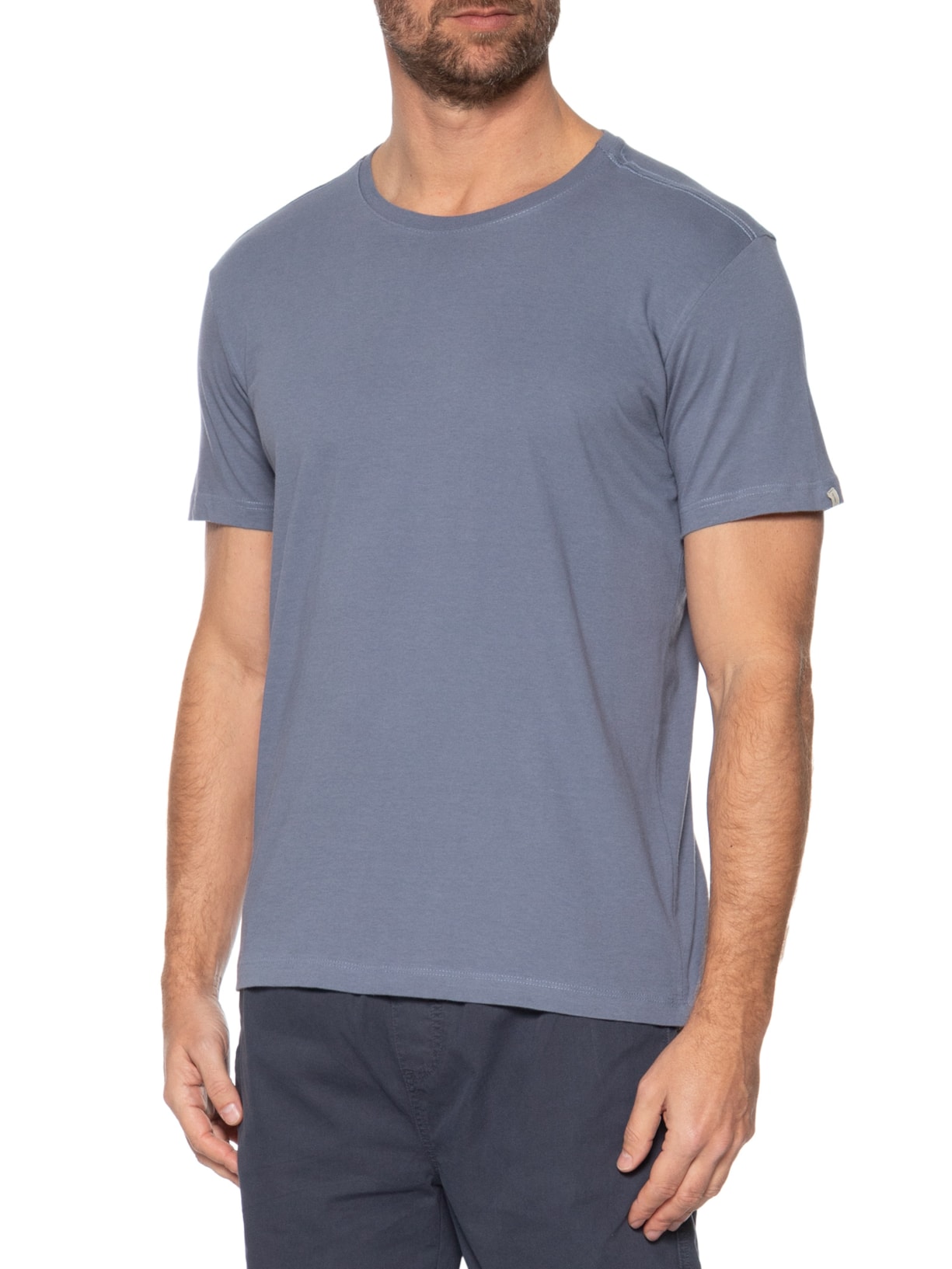 Camiseta Masculina Básica em Algodão - Azul