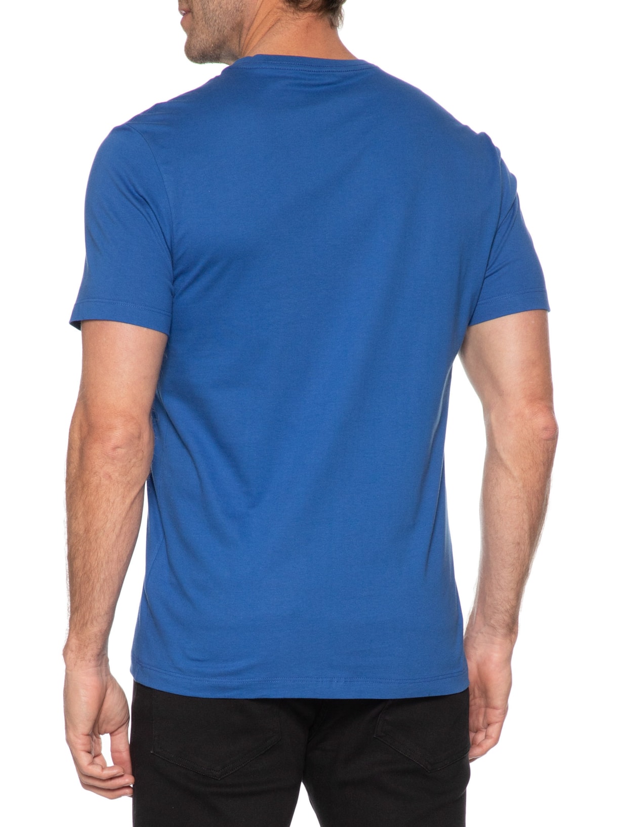 Camiseta Masculina Básica em Algodão Azul Aramis
