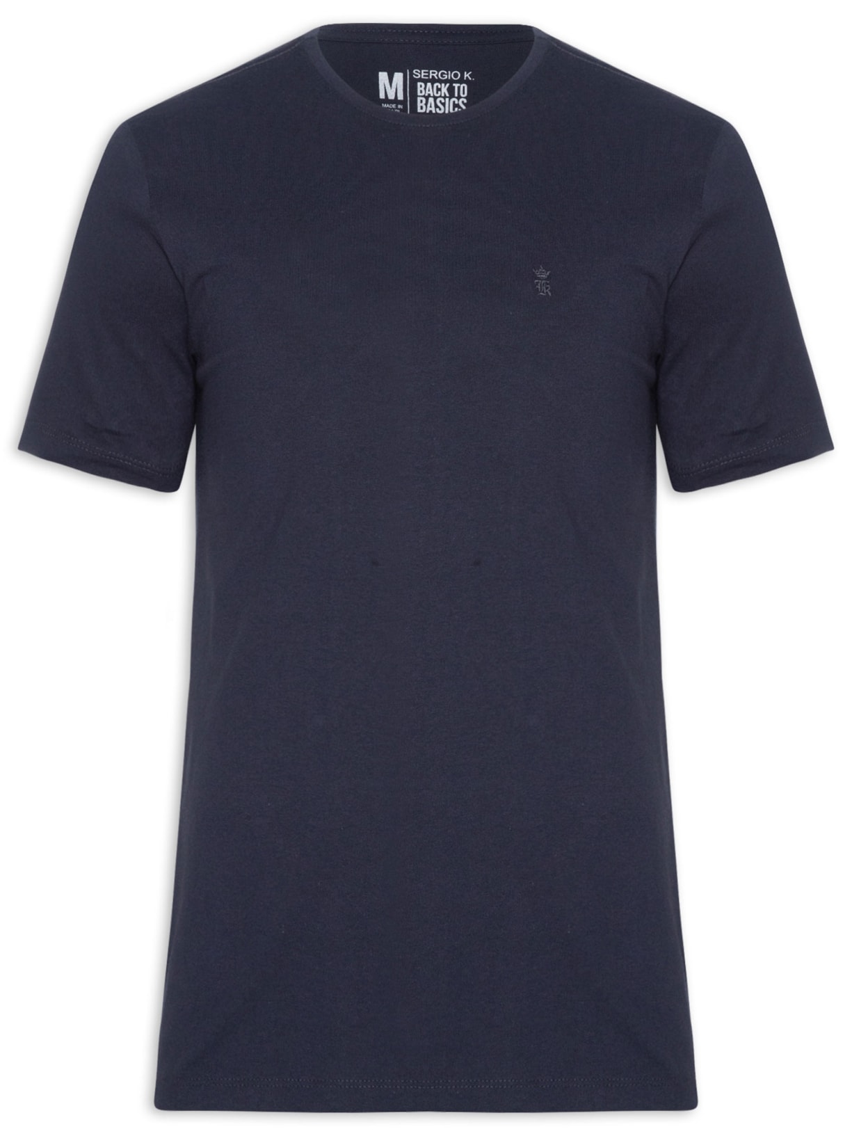 Camiseta Masculina Básica Em Algodão Azul Sergio K